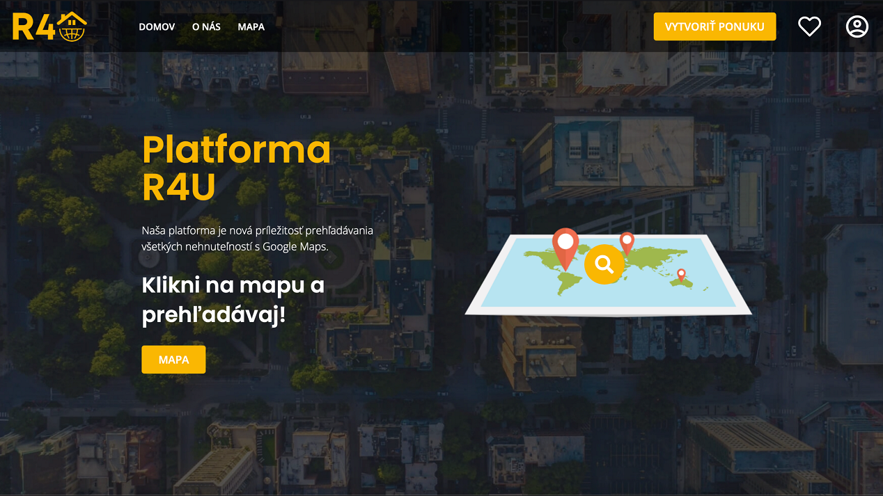 Realitná platforma R4U.app vďaka interaktívnej mapke, s množstvom moderných funkcií, inovuje realitný trh!